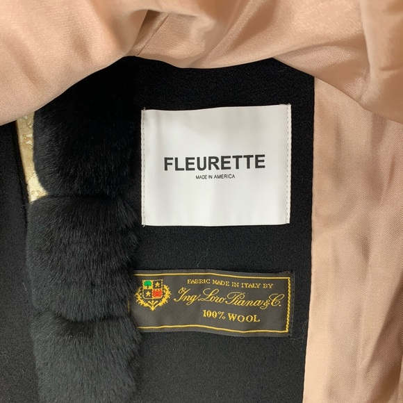 Fleurette Wool Car Coat With Genuine RexRabbit Fur - Picture 8 of 11